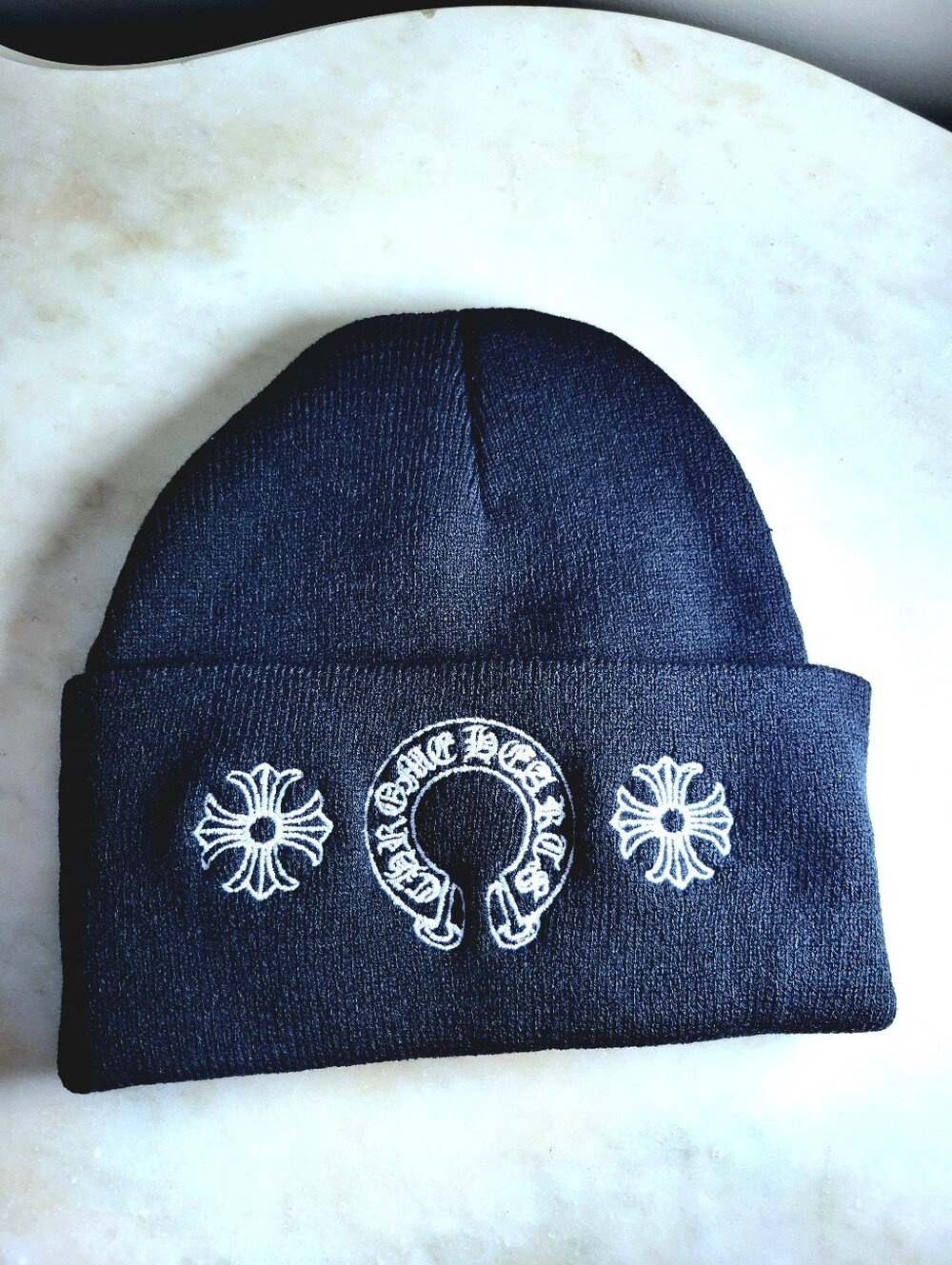 Chrome Hearts Black Beanie with White Embroidery - Picture 1 of 2